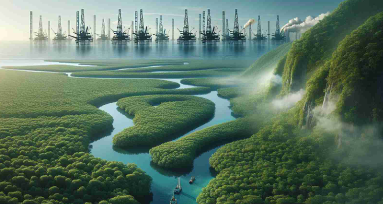 Oil rigs and mangroves